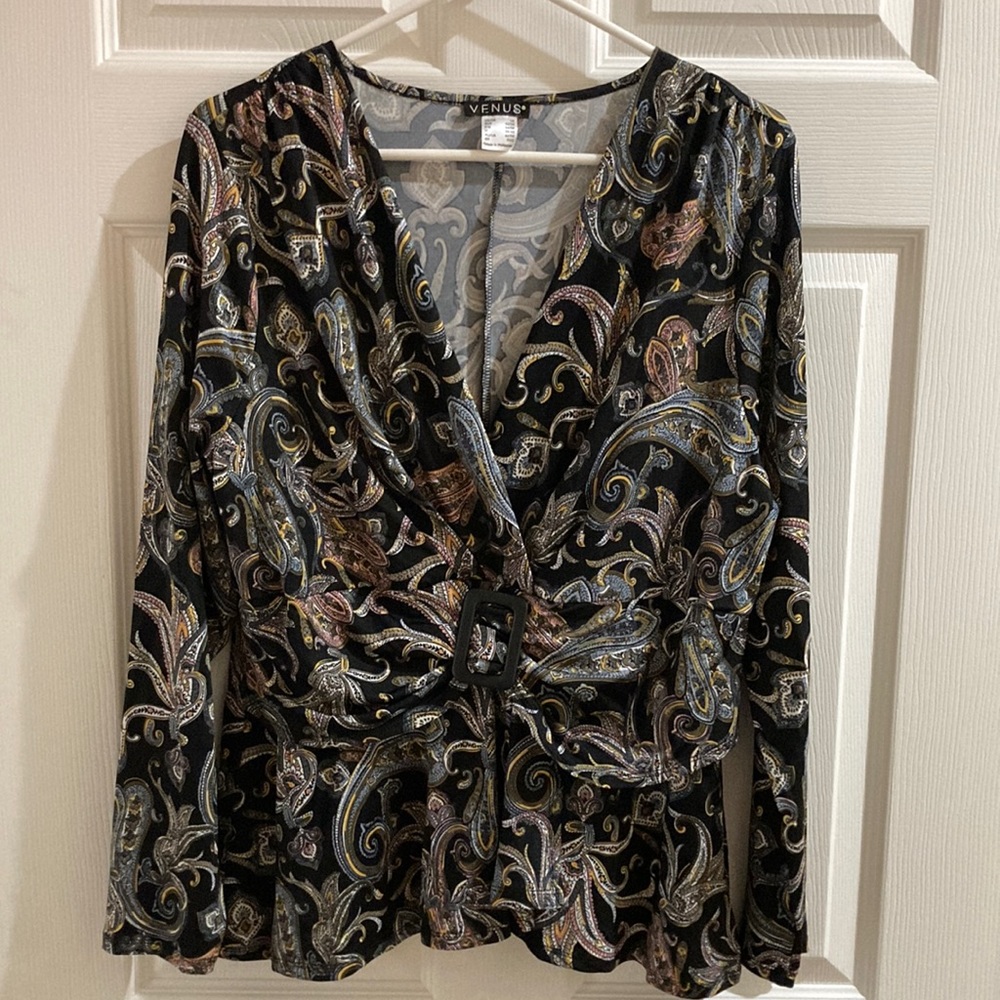 NEW! Venus Paisley Print Belted Top